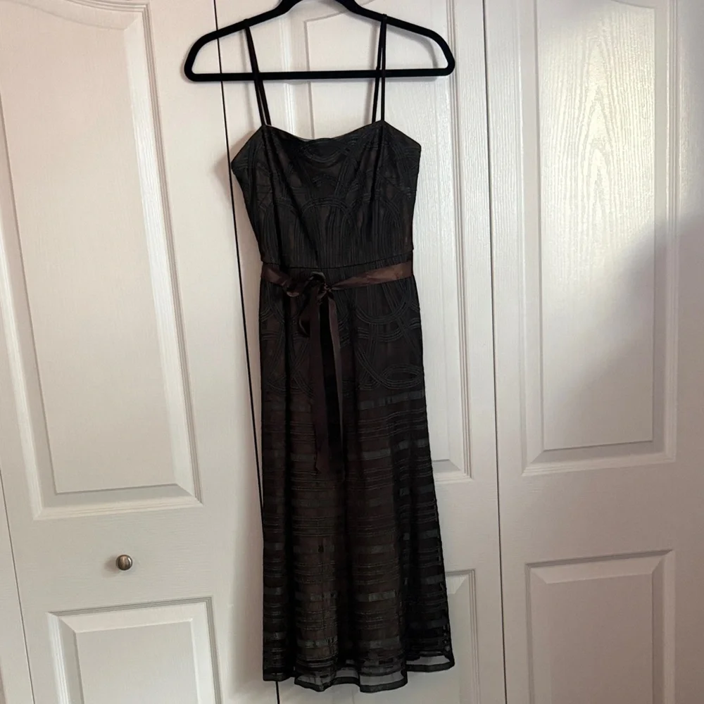 BCBGMaxAzria Black Midi Dress with Lace Overlay - Picture 1 of 5